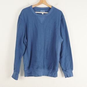 J Crew Reverse French Terry Crew Neck Blue Sweatshirt Mens Sz L